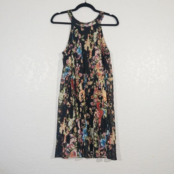 Betsey Johnson Floral Chiffon Halter Swing Dress‎ Size 8 - Picture 2 of 8